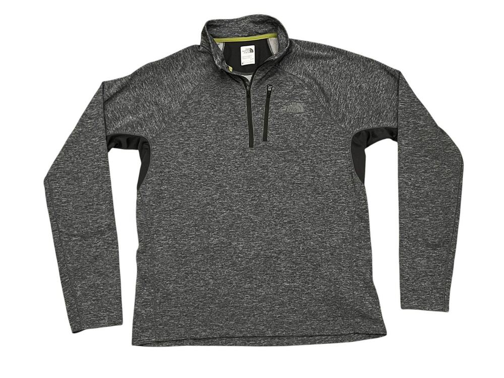 The North Face Flash Dry 1/4 Zip Pullover Men's Large Heather Gray & Green